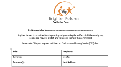 Brighter Futures Application form